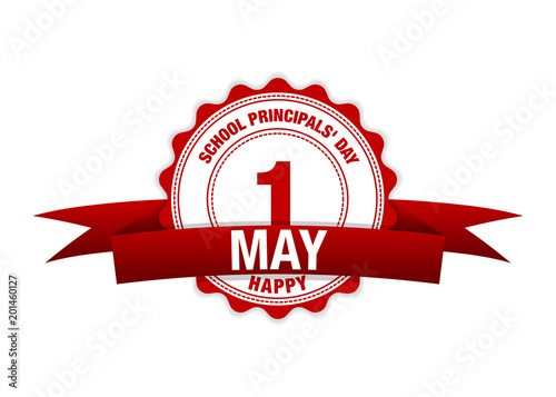School Principal Day. 1 May Red Calendar vector