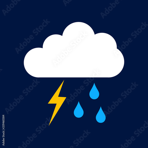 Fotografie rain lightning and cloud icon vector