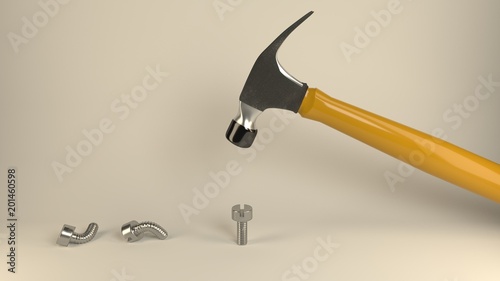Quadro em tela Epic fail, fool, idiot, mistake, error - symbolized by a hammer banging metal sc