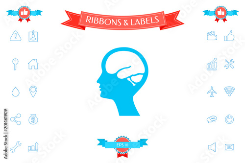 Head with brain symbol icon