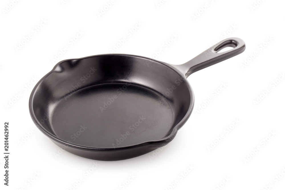 Black iron pan isolated on a white background Black iron pan isolated on a white background