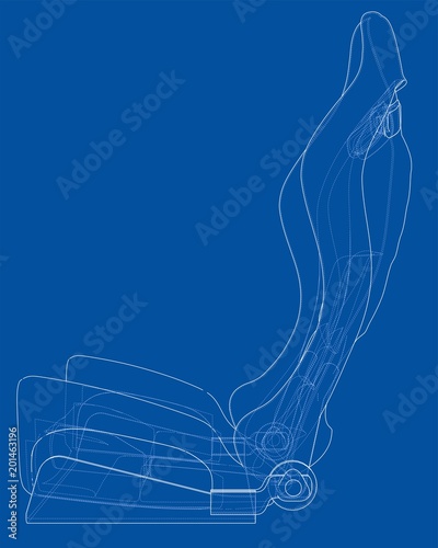 Car seat outlined vector rendering of 3d