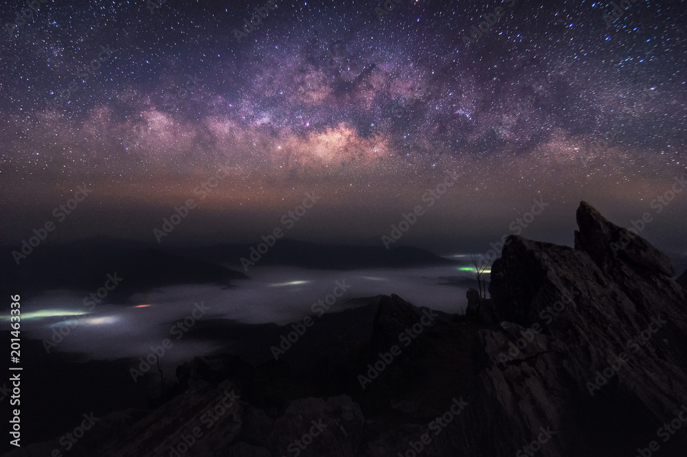 Milky Way Galaxy and Mountain landscape.