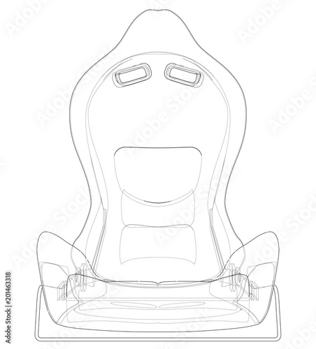 Car seat outlined vector rendering of 3d