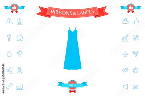 Long Dress, Evening dress, combination or nightie , the silhouette. Menu item in the web design