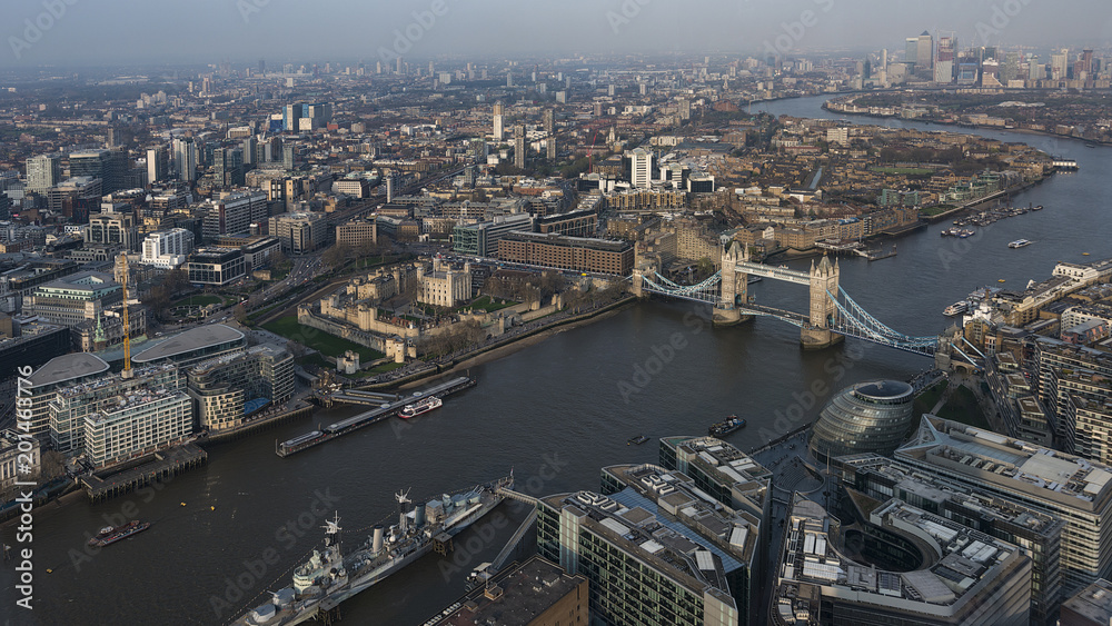 aerial cityscape view of London
