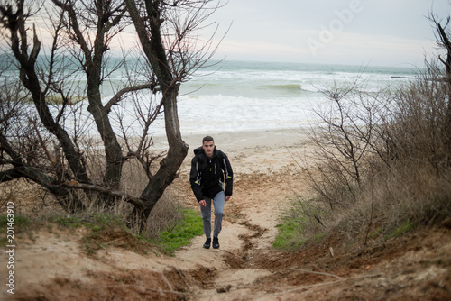 A cheerful positive morning in the fresh air photo