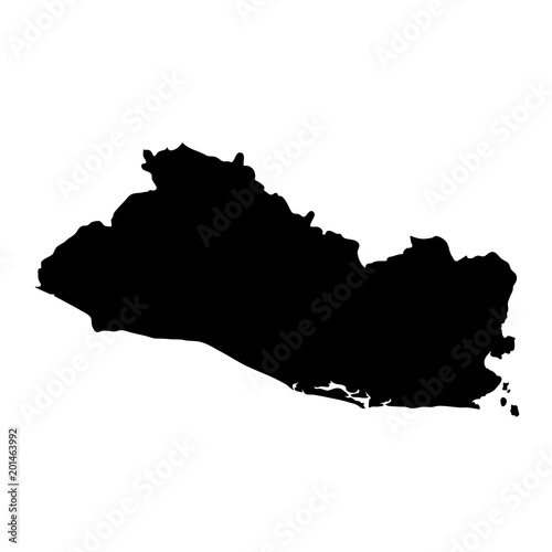 black silhouette country borders map of Salvador on white background of vector illustration
