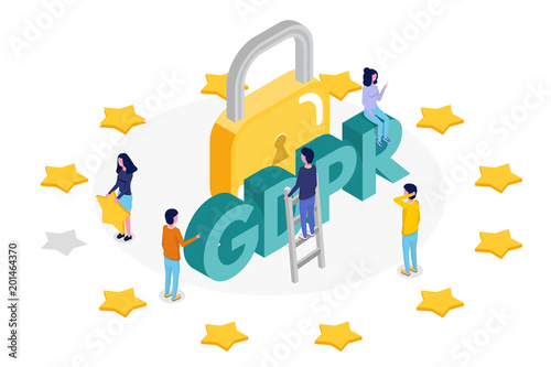 General Data Protection Regulation - GDPR isometric concept. Vector illustration.