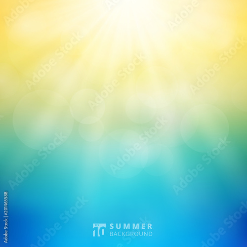 Summer season sunlight with bokeh in the sky blurred background.