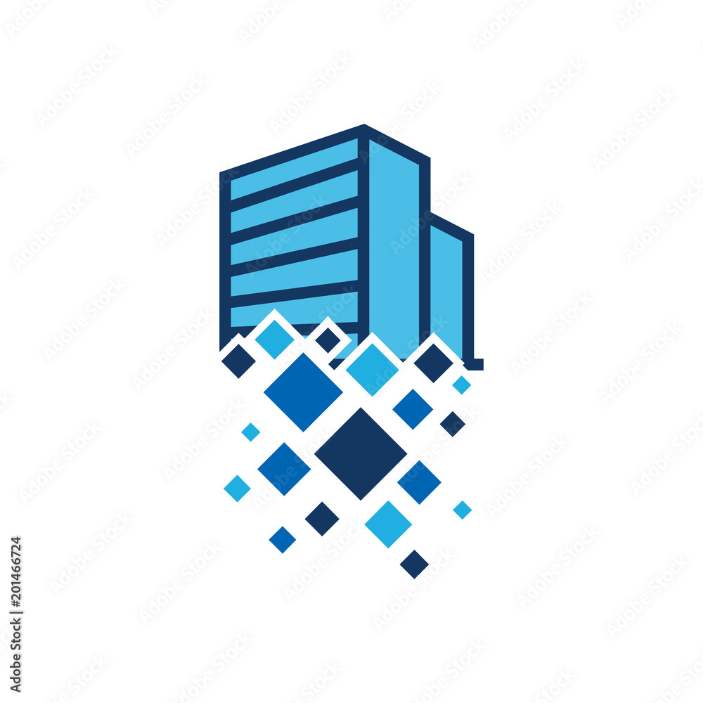 Building Pixel Logo Icon Design Building Pixel Logo Icon Design