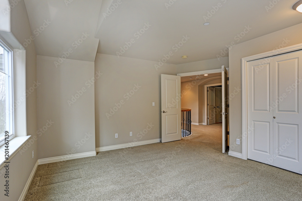 Beige empty room interior with closet Beige empty room interior with closet
