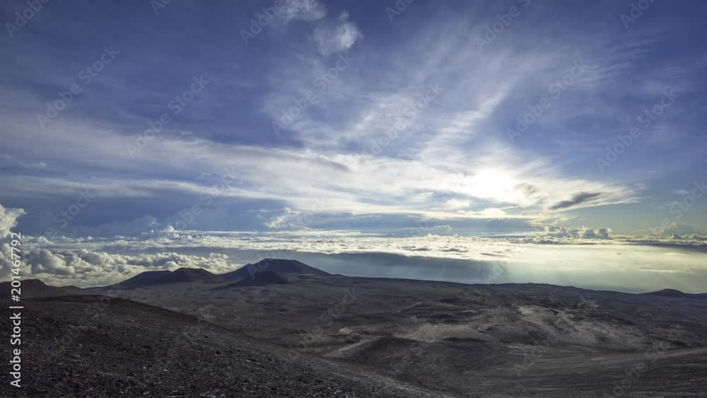 Morning cloudscape time lapse over the summit of Mauna Kea landscape of Big Island of Hawaii, USA Morning cloudscape time lapse over the summit of Mauna Kea landscape of Big Island of Hawaii, USA