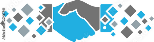 Handshake Pixel Logo Icon Design
