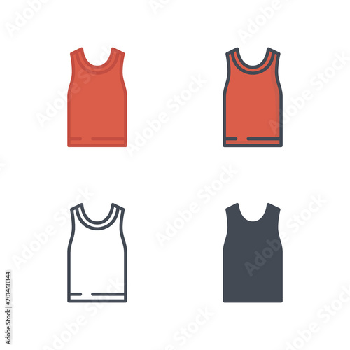 Tank shirt top clothes flat colored line silhouette