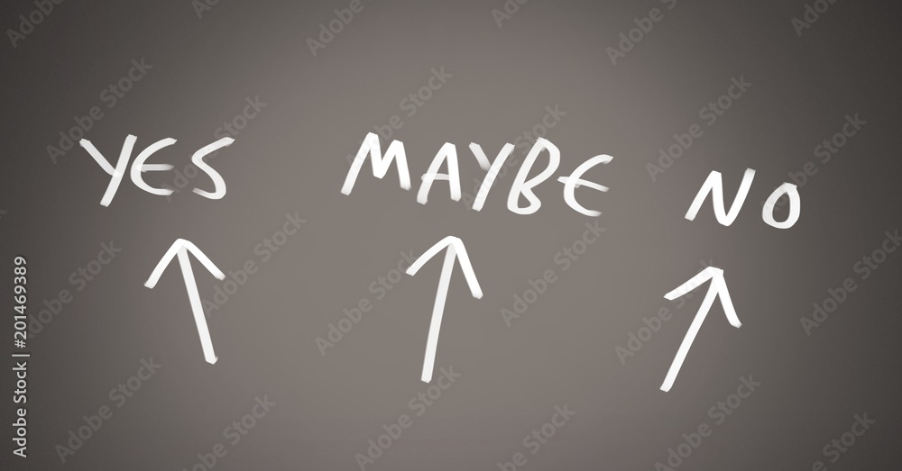 Yes No Maybe text with arrows graphic on grey background Yes No Maybe text with arrows graphic on grey background