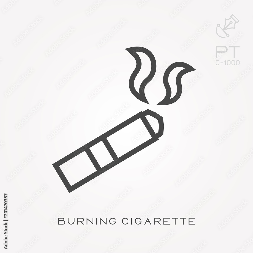 Line icon burning cigarette Stock Vector | Adobe Stock