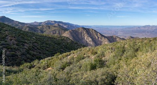 El Oso Road at the Tonto National Forest near Roosevelt Lake, in the background Tonto Basin, AZ, USA