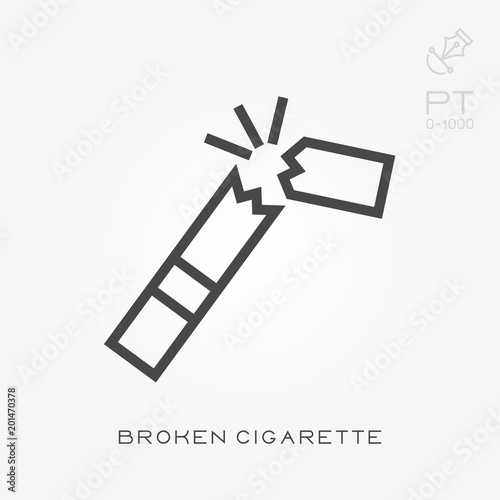Line icon broken cigarette