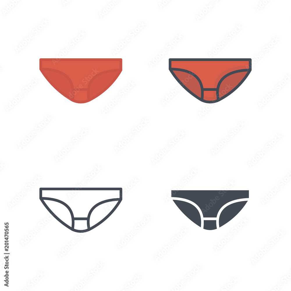 Panites women underwear clothes flat solid silhouette line Stock Vector