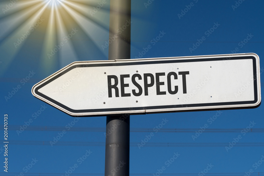 Fototapeta premium Ein Pfeil und Hinweis auf den Respekt
