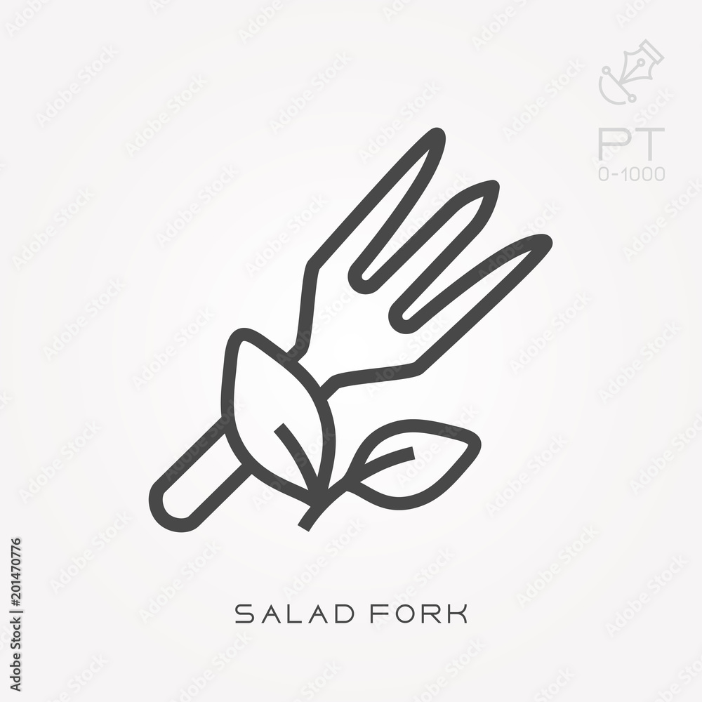 Line icon salad fork