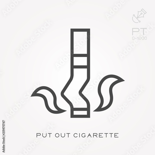 Line icon put out cigarette