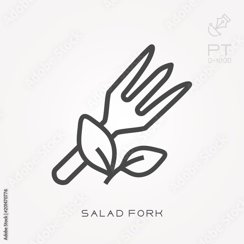 Line icon salad fork