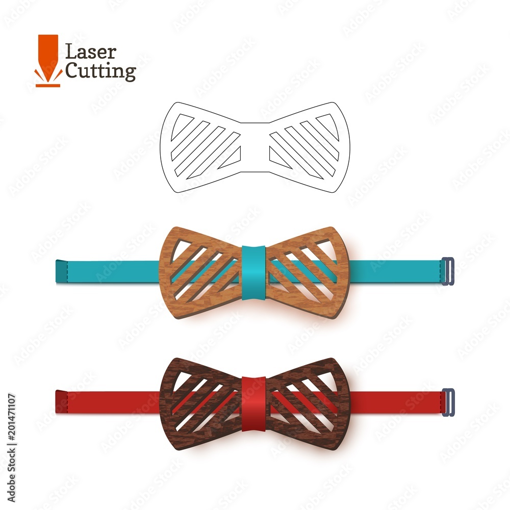 Laser cut bow-tie template. Vector silhouette for cutting a bow tie on a lathe made of wood, metal, plastic. The idea of design of a stylish accessory. Laser cut bow-tie template. Vector silhouette for cutting a bow tie on a lathe made of wood, metal, plastic. The idea of design of a stylish accessory.
