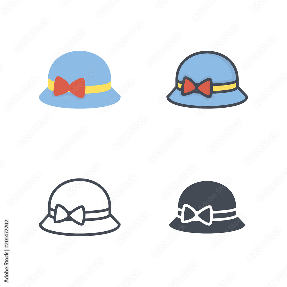 Women hat clothes flat solid silhouette colored Women hat clothes flat solid silhouette colored