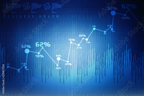 2d rendering Stock market online business concept. business Graph   