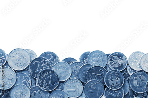 Rubles coins. Heap.
