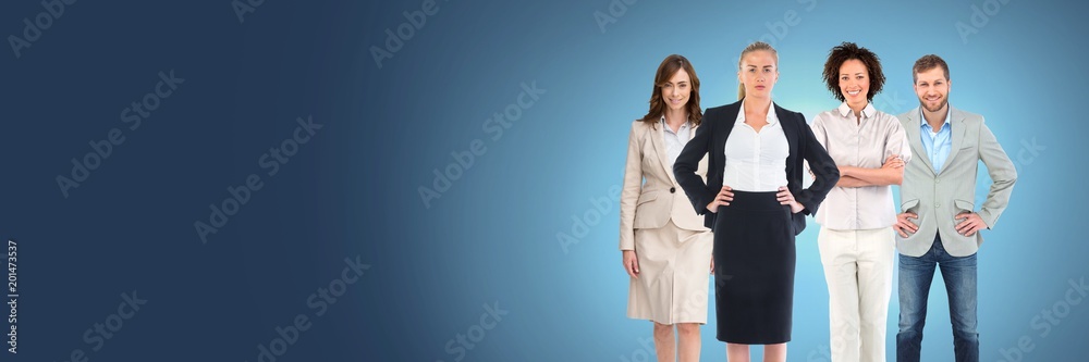 Business people and City building with flare light source Business people and City building with flare light source