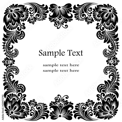 black square frame with floral ornament