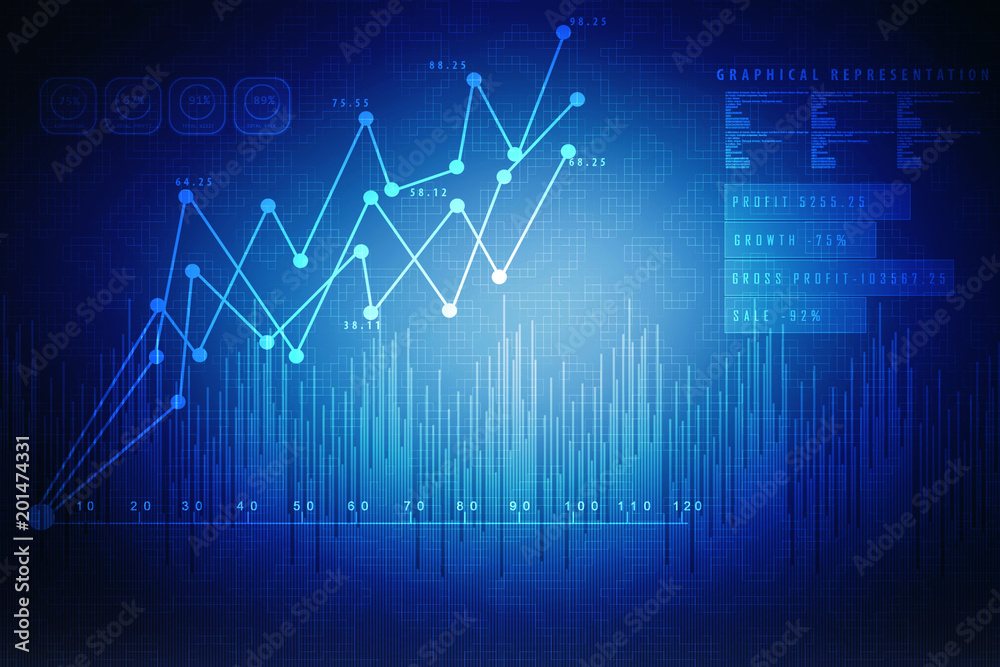 Fototapeta premium 2d rendering Stock market online business concept. business Graph 