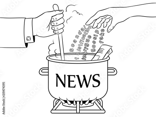 News production metaphor coloring book vector