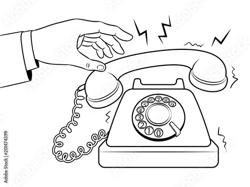 Old phone coloring book vector illustration