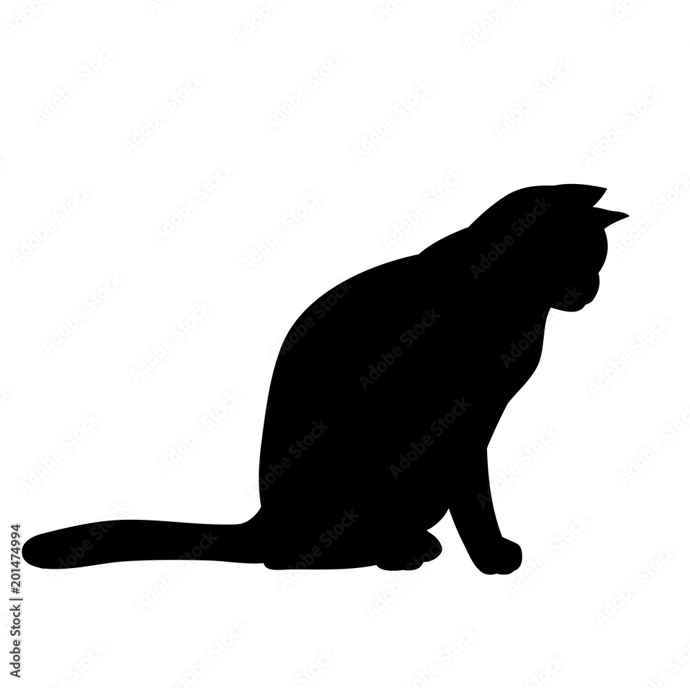 icon, silhouette cat sitting