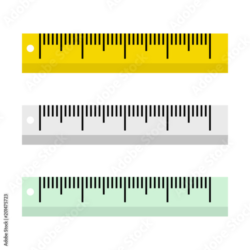 Vector illustration of rulers on white background in flat style.