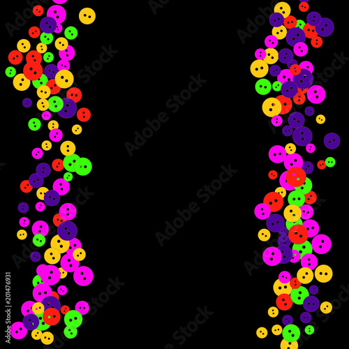 Vector Confetti Background Pattern. Element of design. Colored buttons on a black background © OLENA