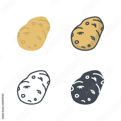 Potato vegetable food icon vector flat silhouette line colored