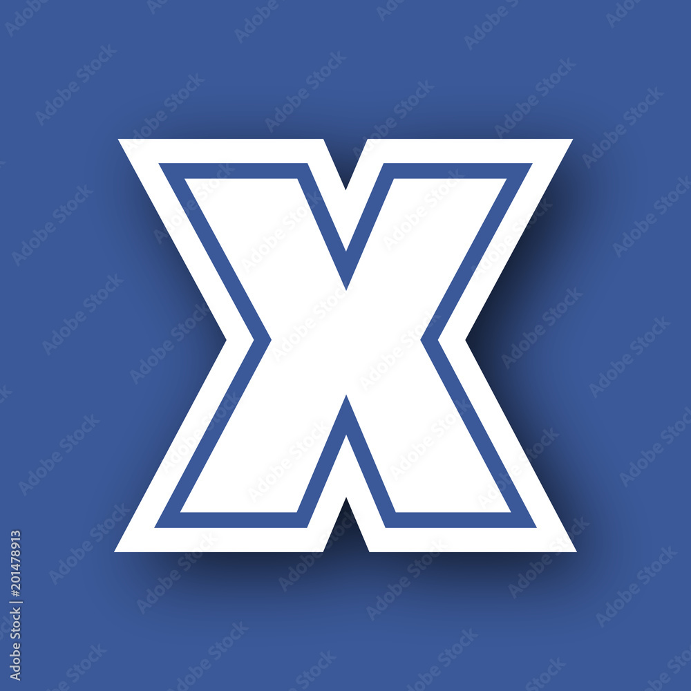 Abstract letter X lowercase, Text minimal blue on white background Abstract letter X lowercase, Text minimal blue on white background