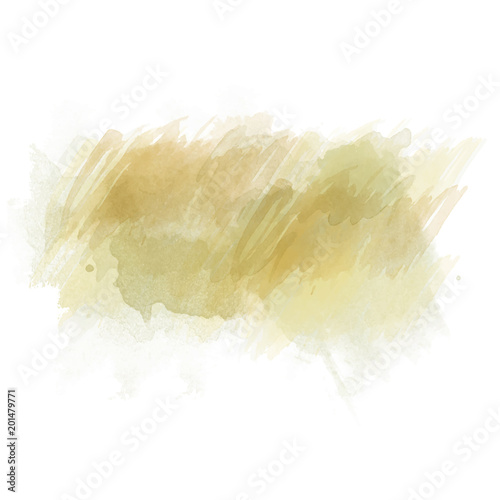 Green and orange watercolor painted stain isolated on white background
