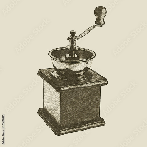 hand drawn vintage coffee grinder