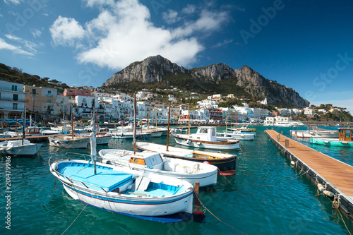 Capri skyline from luxury yachts dock side