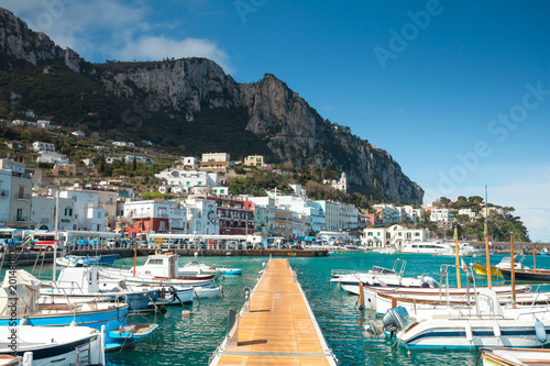 Capri skyline from luxury yachts dock side © fotolupa