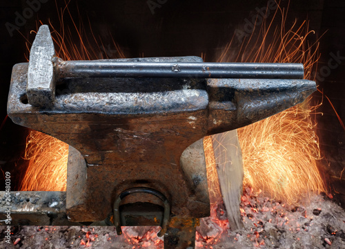 Worn anvil in smithy