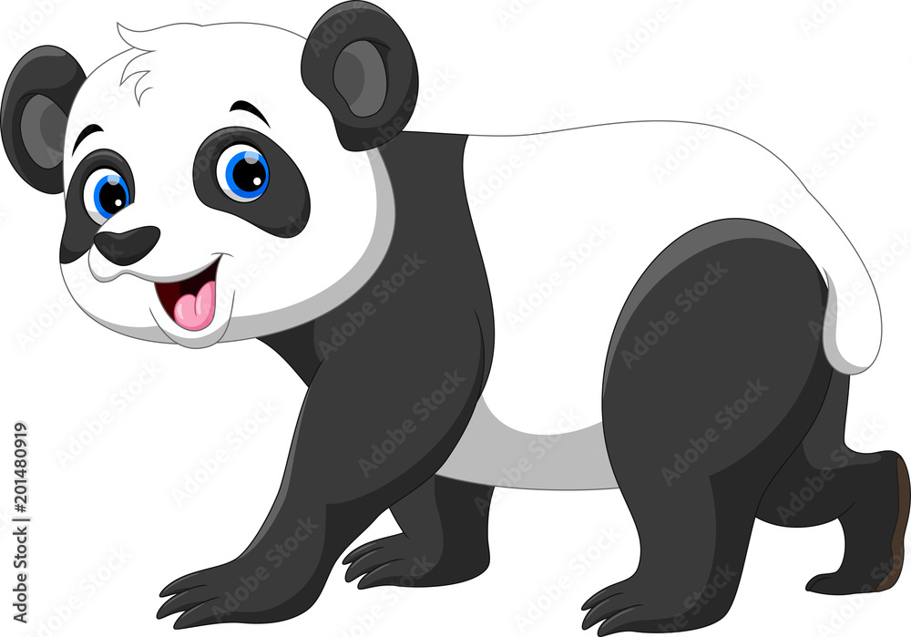 Fototapeta premium Śliczna panda kreskówka na białym tle