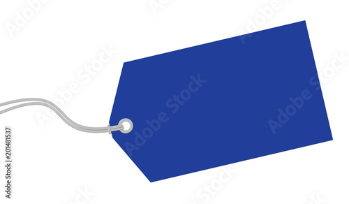Blue tag on white background.