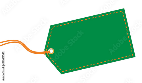 Green tag on white background.
